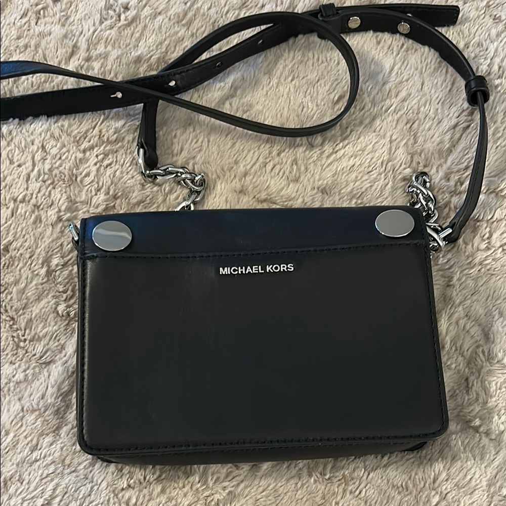 Michael Kors Black and Silver Crossbody Bag with Studded Accents - Picture 2 of 4
